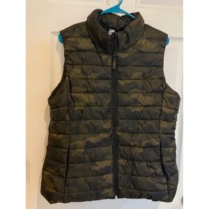 Old Navy Active Puffer Vest Camouflage‎ Print Sleeveless Jacket L